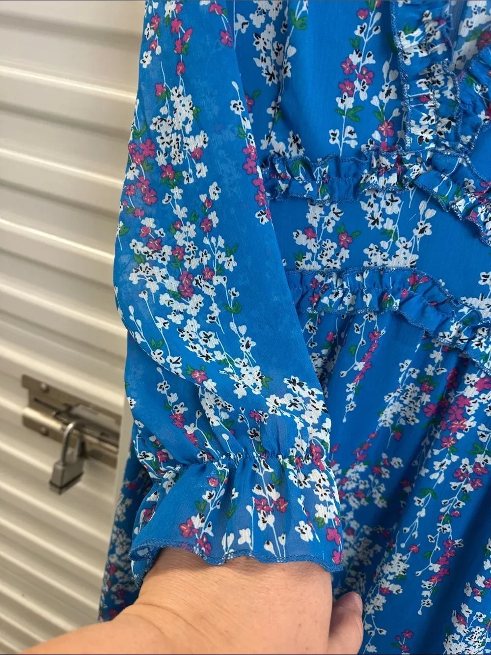 Picaurshe Blue Floral V-Neck Midi Dress